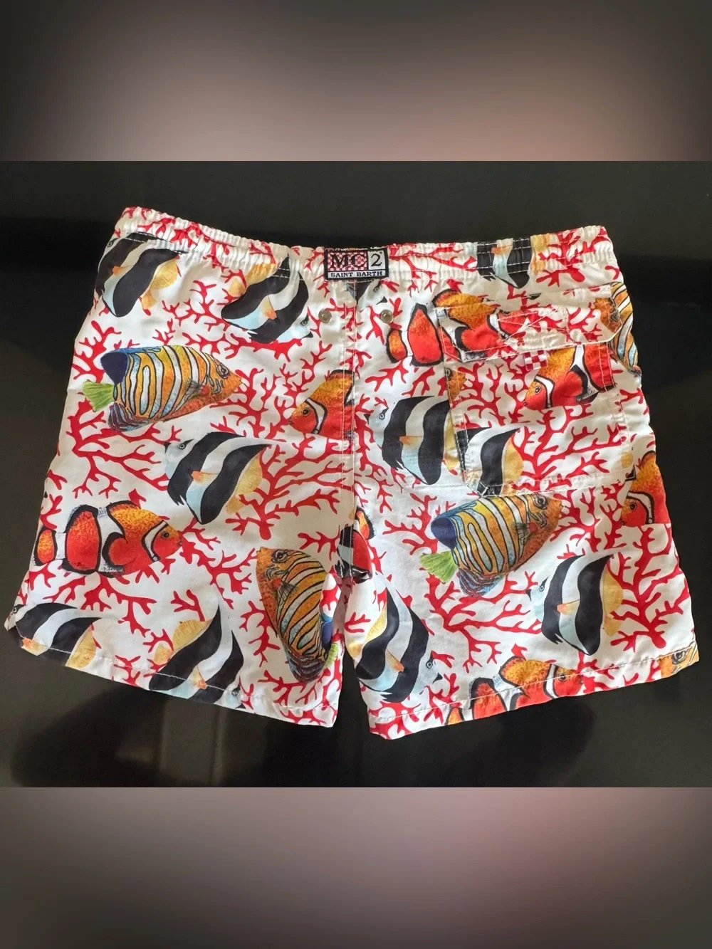 MC2 Saint Barth Boys Red Tropical Fish Swim Shorts